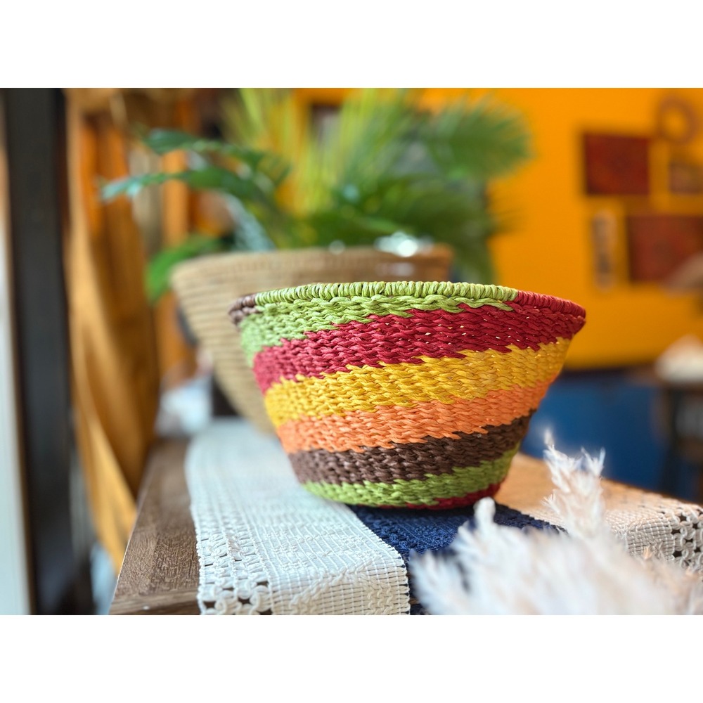 H&H‎ Tulum Multicolored Paper Fiber Basket 10inches